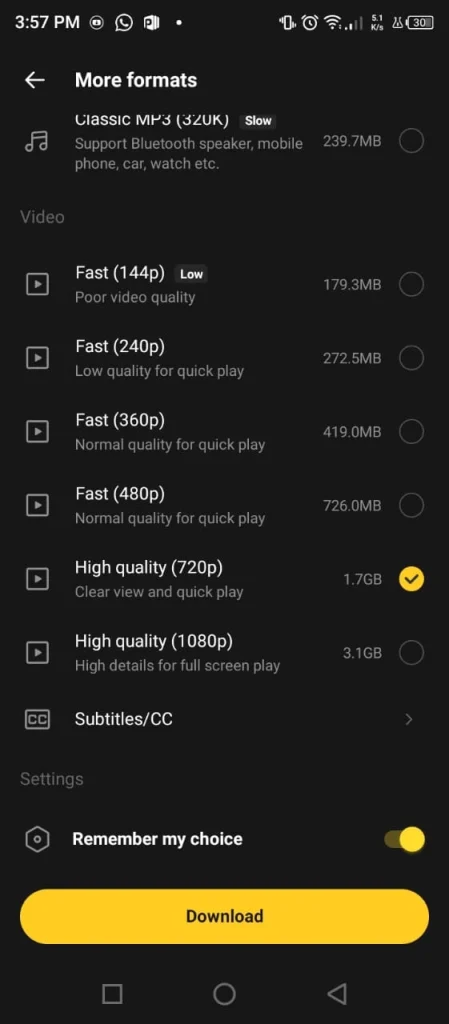snaptube old versions